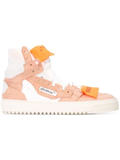 Off-white Embossed Suede Sneakers In Coral