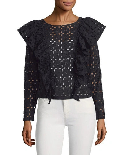 Plenty By Tracy Reese Eyelet Ruffle Blouse In Nocolor