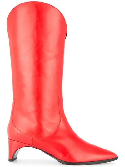 Pierre Hardy Knee High Boots In Red