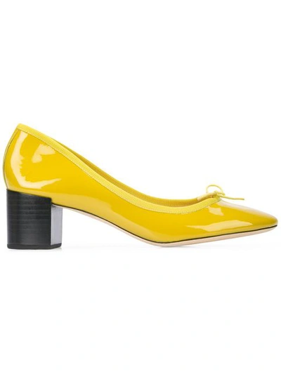 Repetto Block Heel Pumps In Yellow & Orange