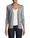 Tory Burch Madeline Relaxed V-neck Merino Cardigan In Medium Gray