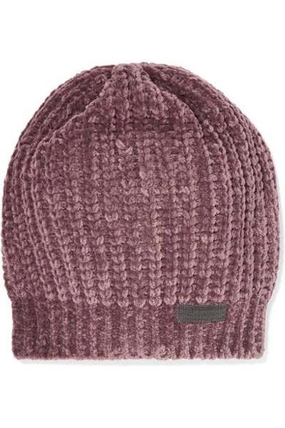 Brunello Cucinelli Bead-embellished Ribbed Cashmere-blend Beanie In Antique Rose