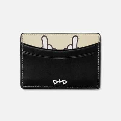 Duke & Dexter Premium Leather Card Holder Ii In Sketch Print In Black