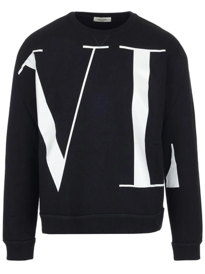 Valentino Logo Intarsia Knit Sweater In Black