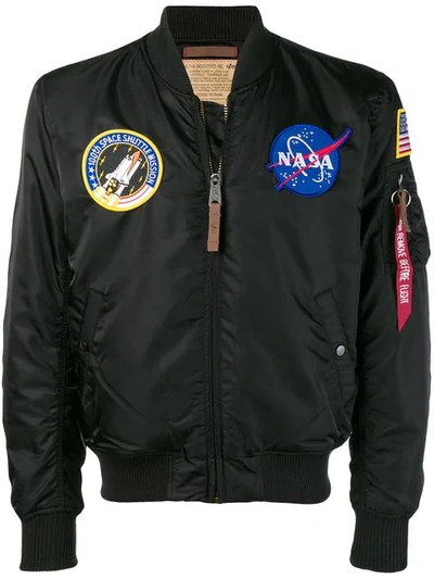 Alpha Industries Ma1 Nasa Bomber Jacket In Black