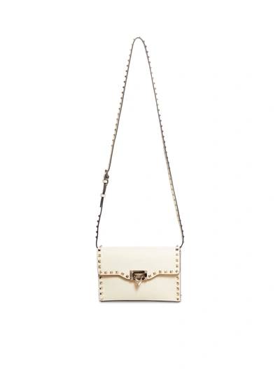 Valentino Garavani Small Rockstud Shoulder Bag In White