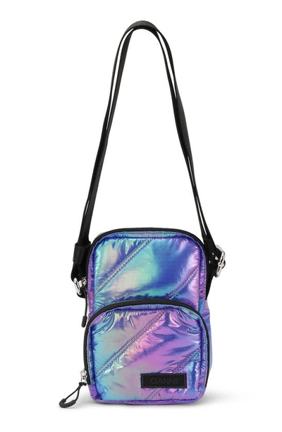 Ganni Mini Quilted Recycled Polyester Crossbody In Rainbow