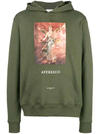 Ih Nom Uh Nit Affresco Print Hoodie In Green