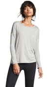 Beyond Yoga Draw The Line Tie Back Pullover In Light Heather Gray
