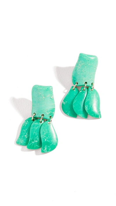 Lele Sadoughi Iris Petal Drop Earrings In Emerald