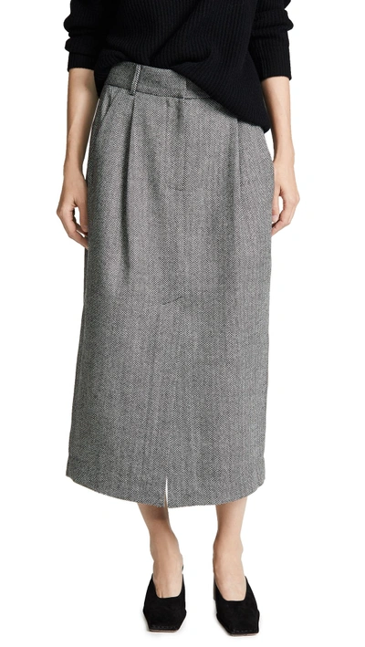 Tibi Pleated Pencil Skirt In Grey Multi