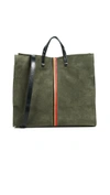 Clare V Simple Tote In Army/navy/marigold/red Stripes