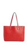 Tory Burch Phoebe Pebbled Leather Mini Tote Bag In Brilliant Red/gold