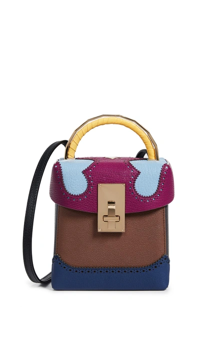 The Volon Great Alice Leather Box Bag - Purple In Violet/sky