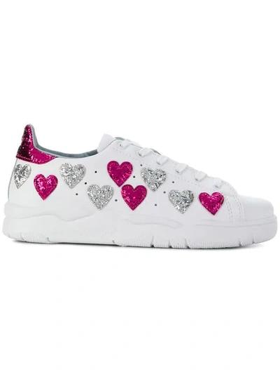 Chiara Ferragni Sequin Hearts Sneakers In White