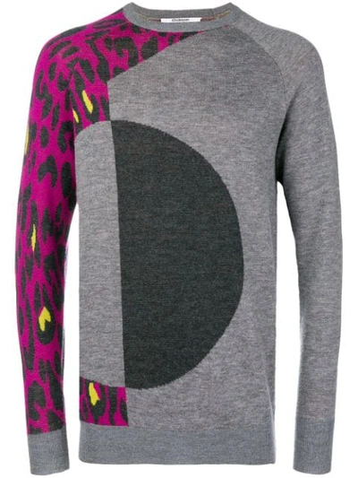 Chalayan Leopard Print Panelled Jumper In Grey