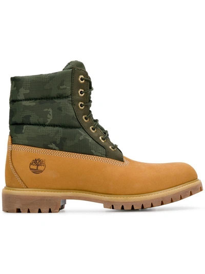 Timberland Premium Contrast Boots In Honey+army