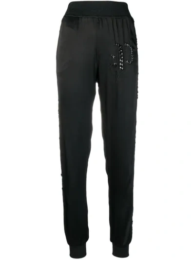 Philipp Plein Sequin Embellished Track Pants In Black