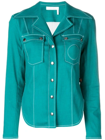 Chloé Stitch Detail Denim Shirt - Green