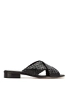 Sarah Chofakian Leather Woven Flat Sandals In Black