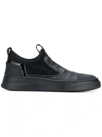 Bruno Bordese Byke Slip On Black Leather Sneakers