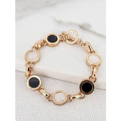 Envy Black & White Circle Bracelet Gold