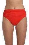 La Blanca Island Goddess Overlap Bikini Bottoms In Cherry