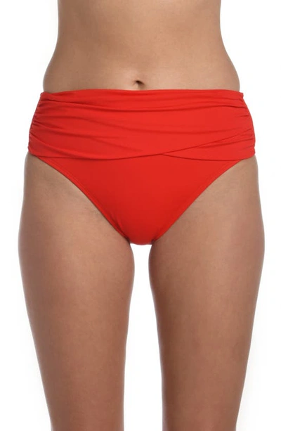 La Blanca Island Goddess Overlap Bikini Bottoms In Cherry