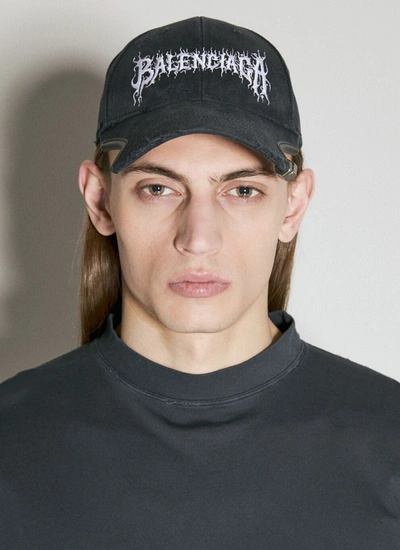 Balenciaga Men Diy Metal Outline Baseball Cap In Black