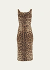 Dolce & Gabbana Leopard-print Slim Midi Dress In Multi