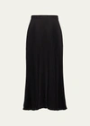 Prada Crepe De Chine Pleated Midi Skirt In Black