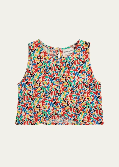 Bobo Choses Kids' Girl's Confetti Sleeveless Crop Top In Multicolor