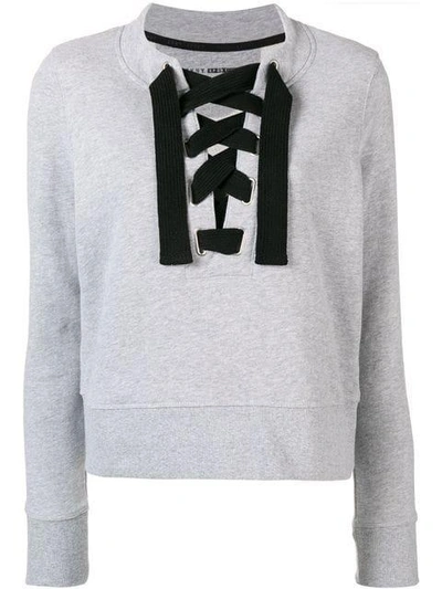 Dkny Lace-up Fitted Sweatshirt - Grey