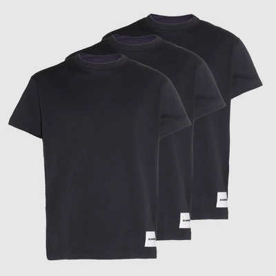 Jil Sander Multicolor Cotton T-shirts In White/navy/black