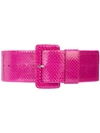 Carolina Herrera Snakeskin Wide Belt In Pink