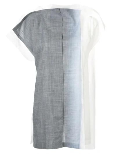 132 5. Issey Miyake Gradient Short Sleeve Wrap Shirt - Grey