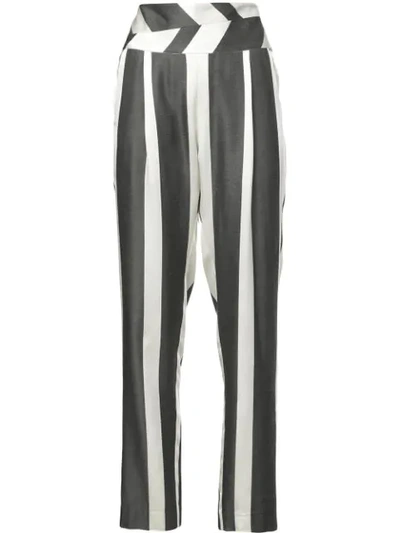 Michelle Mason Striped Print Trousers - Black