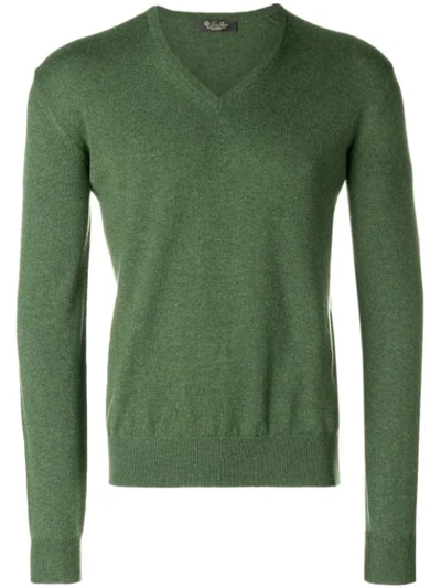 Loro Piana Fine Knit V-neck Sweater - Green