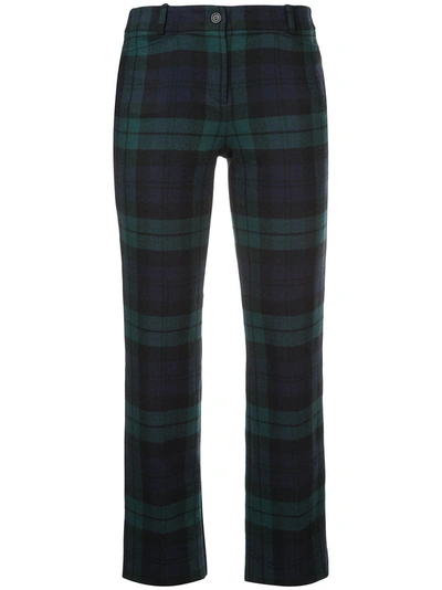 Michael Kors Collection Tartan Flannel Cropped Trousers - Green