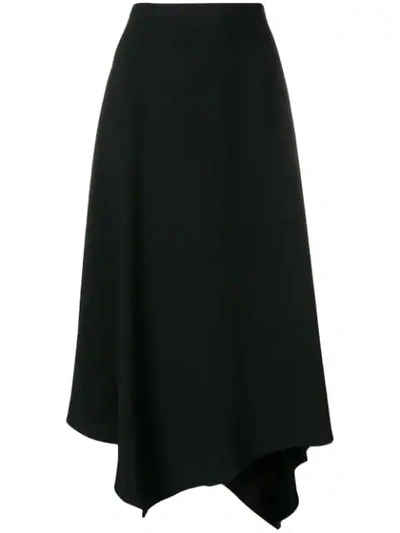 Chalayan Asymmetric Midi Skirt In 703 Black