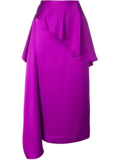Chalayan Side Sash Ruffled Skirt In Purple