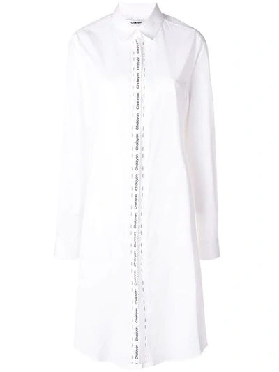 Chalayan Logo Tape Shirt Dress In White