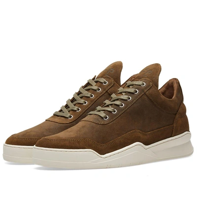 Filling Pieces Low Top Ghost Waxed Suede Sneaker In Green