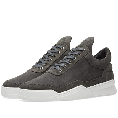 Filling Pieces Low Top Ghost Waxed Suede Sneaker In Grey