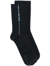 Prada Logo Printed Socks In Black