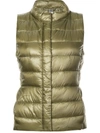 Herno Zip Quilted Gilet In Green