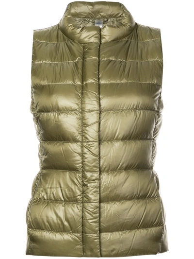 Herno Zip Quilted Gilet In Green