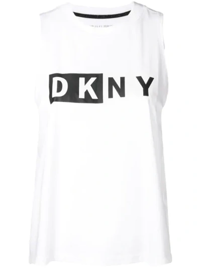 Donna Karan Logo Tank Top In White