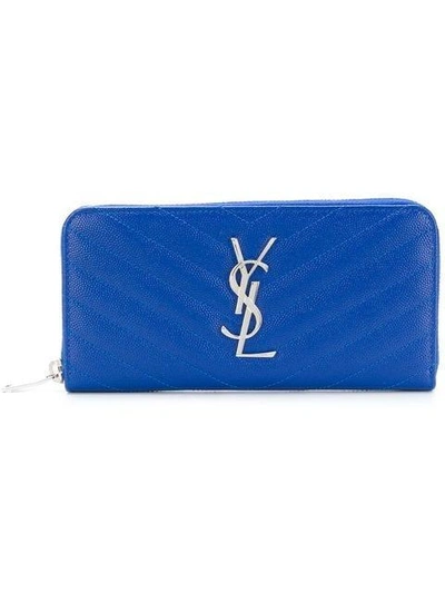 Saint Laurent Paris Zip Around In Bluette