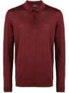 Roberto Collina Long Sleeve Polo Shirt - Red